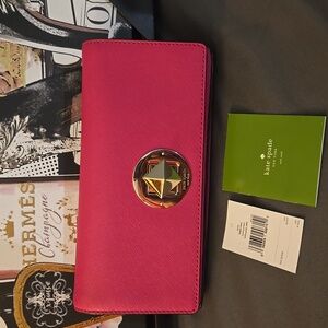 Kate Spade Fuchsia Clutch with Gold Accent
